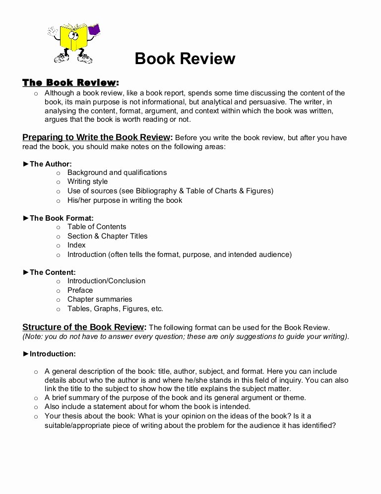 Example Of Book Analysis Awesome Book Review format 1