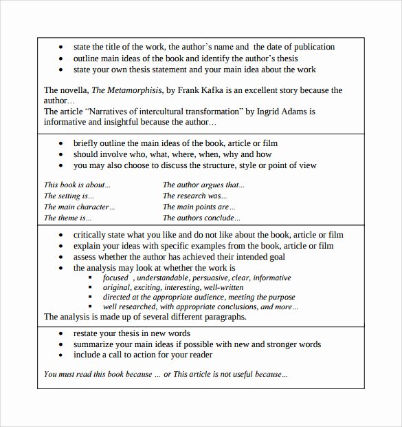 Example Of Book Analysis Fresh 8 Article Summary Templates – Samples Examples &amp; formats