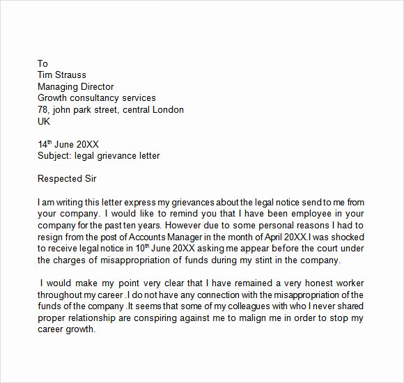 Example Of Grievance Letter Awesome 14 Sample Grievance Letters Pdf Word