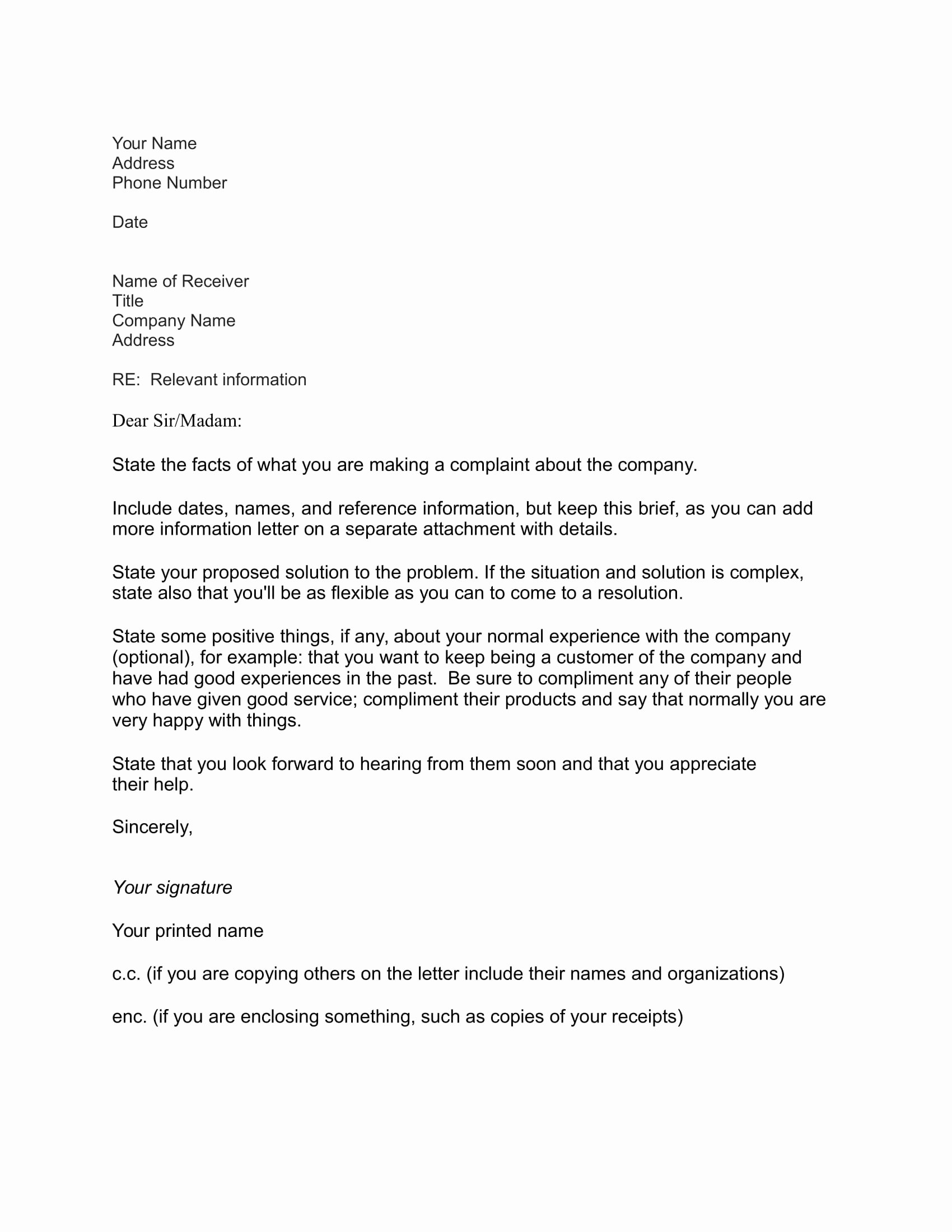 Example Of Grievance Letter Lovely Plaint Letter Sample Download Free Business Letter