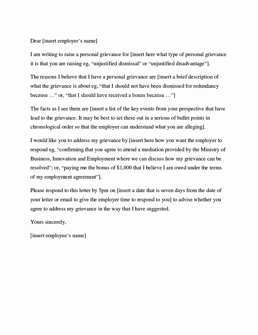 Example Of Grievance Letter Unique 37 Editable Grievance Letters Tips &amp; Free Samples