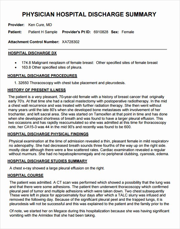 Example Of Hospital Discharge Papers Awesome 8 Sample Discharge Summary Templates Pdf Word