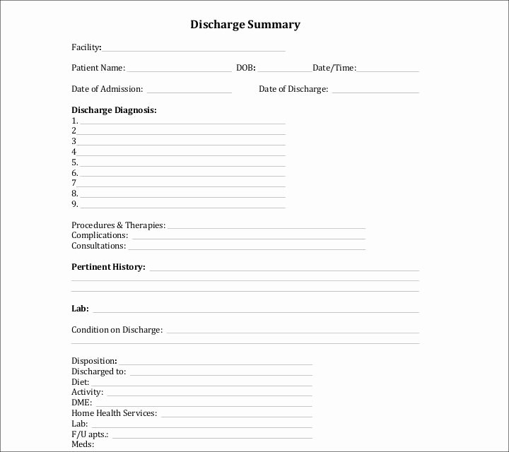 Example Of Hospital Discharge Papers Best Of 9 Discharge Summary Templates Pdf Doc