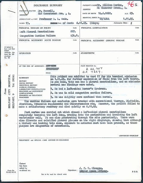 Example Of Hospital Discharge Papers Lovely Hospital Discharge Summary for Lung Cancer Patient 1965