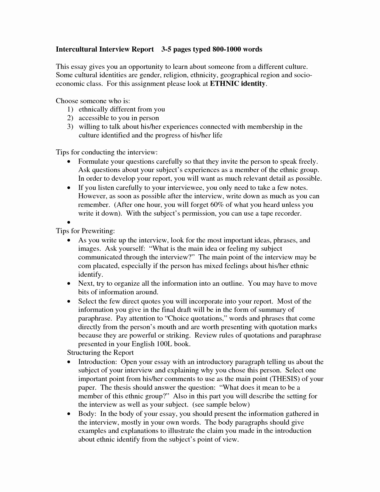 Example Of Interview Essay Paper Awesome Best S Of Sample Interview Essay Apa Style