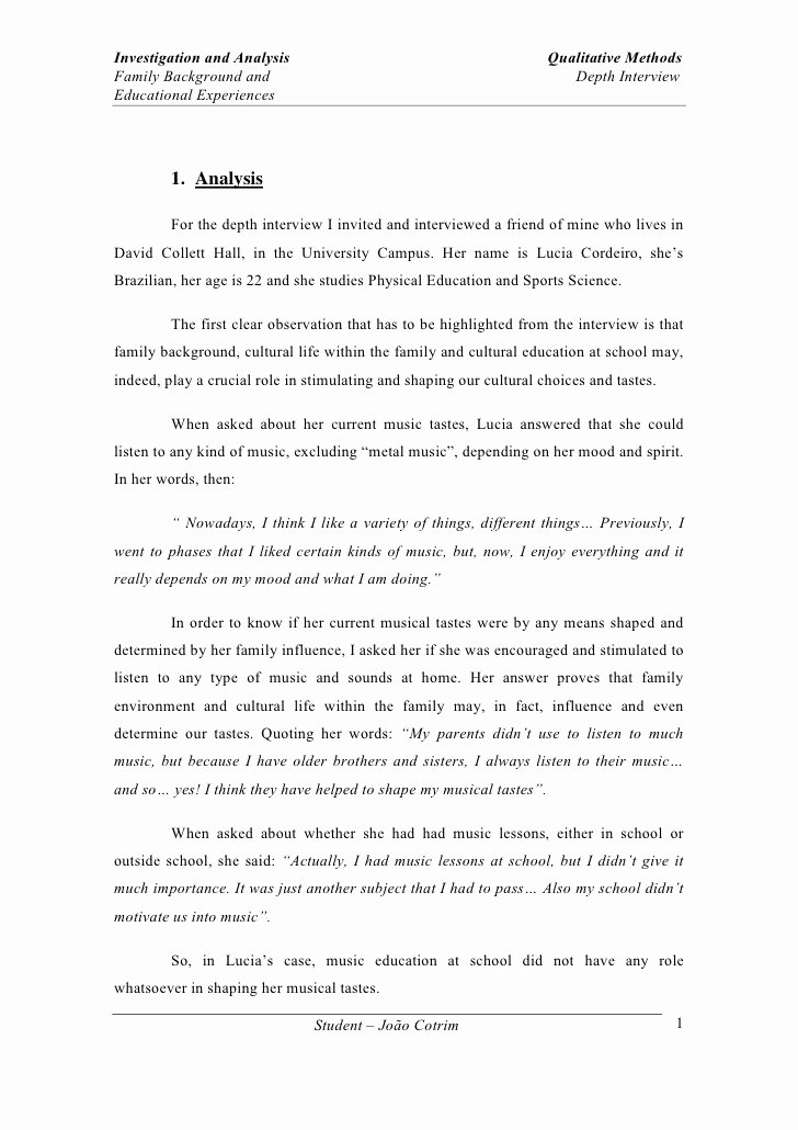 Example Of Interview Essay Paper Elegant Depth Interview Essay