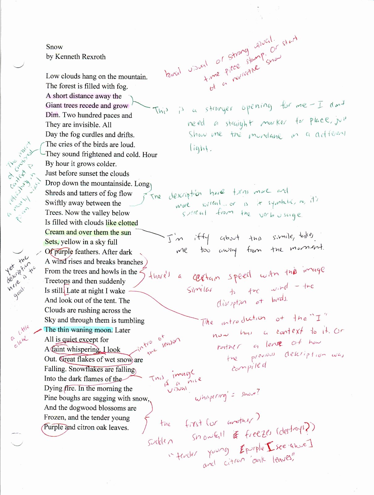 Example Of Poem Analysis Beautiful A Retail Life after the Mfa Analysis Of &quot;snow&quot; by