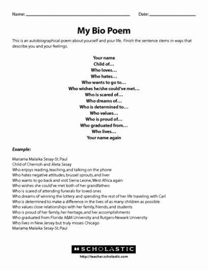 Example Of Poem Analysis Best Of Writing A Bio Poem Biopoems Pinterest