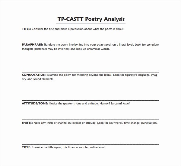 Example Of Poem Analysis Elegant 7 Poetry’s Analysis Templates to Download