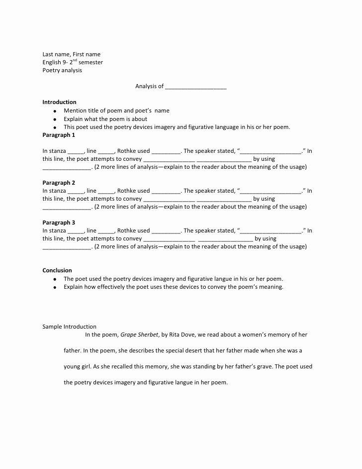 Example Of Poem Analysis Lovely Outline Of Poetry Analysis July 11th