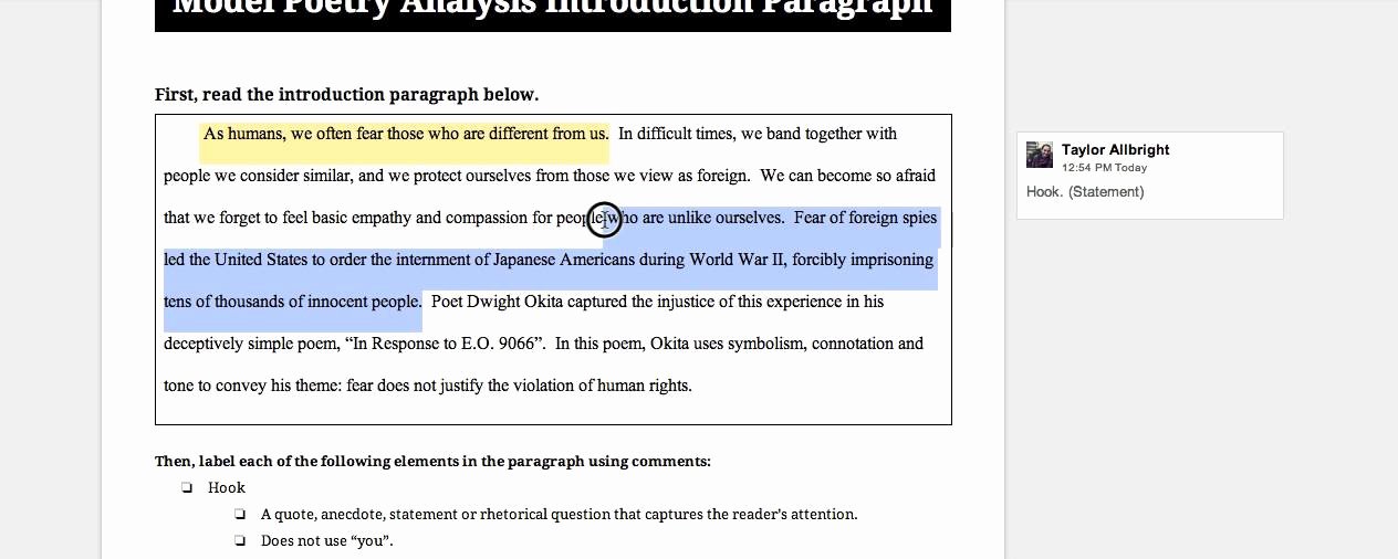 Example Of Poem Analysis Unique Poetry Analysis Essay Introduction Paragraph