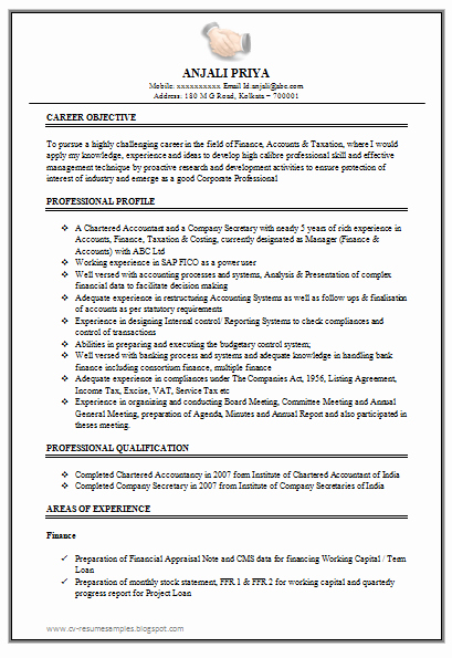 Examples Of Excellent Resumes Inspirational Excellent Work Experience Chartered Accountant Resume