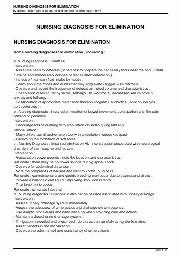 Examples Of Nursing Care Plans for Constipation Awesome Nursing Care Plan Altered Bowel Elimination