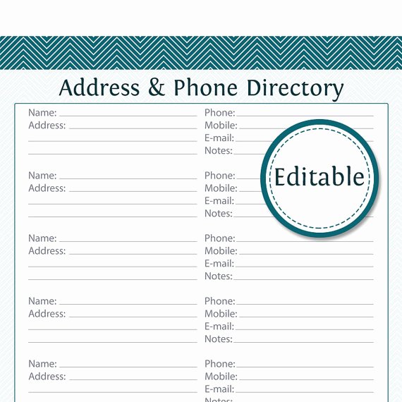 Excel Address Book Template Awesome Address &amp; Phone Directory Fillable Printable Pdf