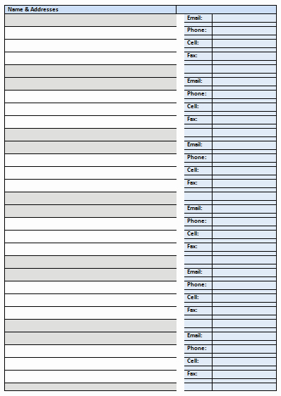 Excel Address Book Template Unique Address Book Template Record Your Important Addresses