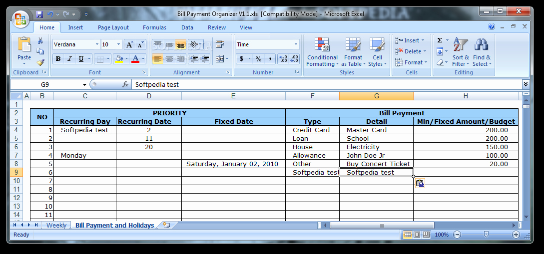 Excel Bill Tracker Beautiful Download Bill Payment organizer 1 1
