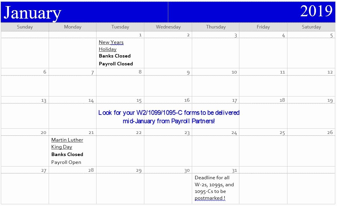 Excel Payroll Template 2019 Lovely 2019 Payroll Calendar Irs