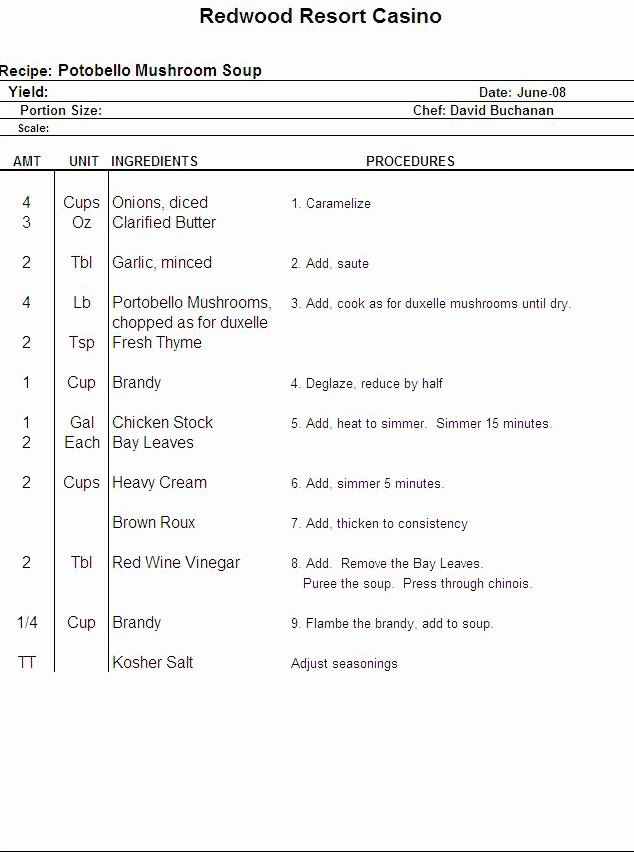 Excel Recipe Template Best Of Excel Recipe Template for Chefs Chefs Resources