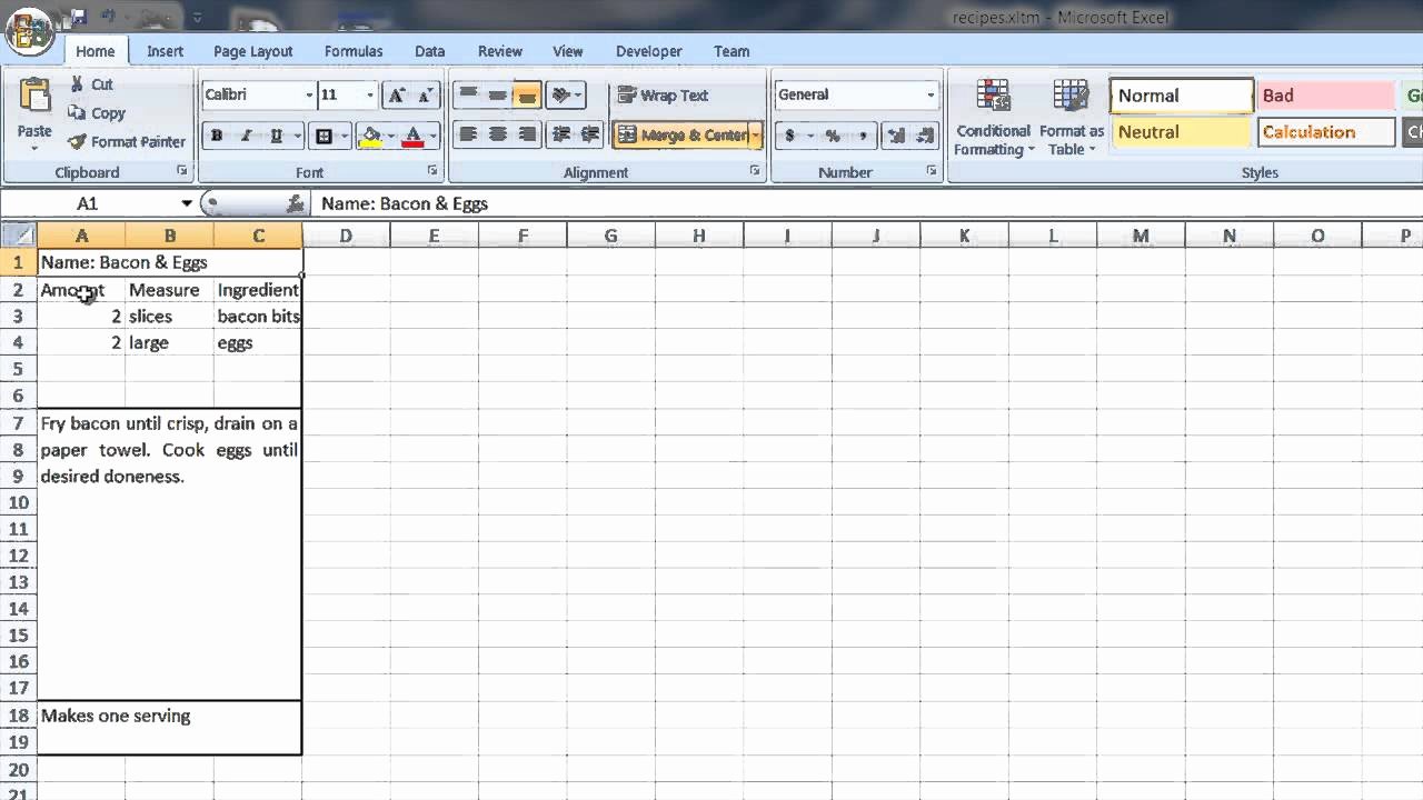 Excel Recipe Template Elegant How to Create A Recipe Template In Word &amp; Excel Puter