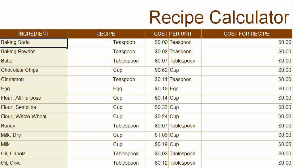 Excel Recipe Template Elegant Recipe Costing Template Numbers – Besto Blog