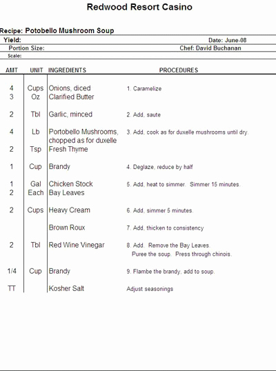 Excel Recipe Template Fresh Excel Recipe Template for Chefs Chefs Resources