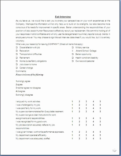 Exit Interview form Pdf Awesome Exit Interview form format In Doc Pdf