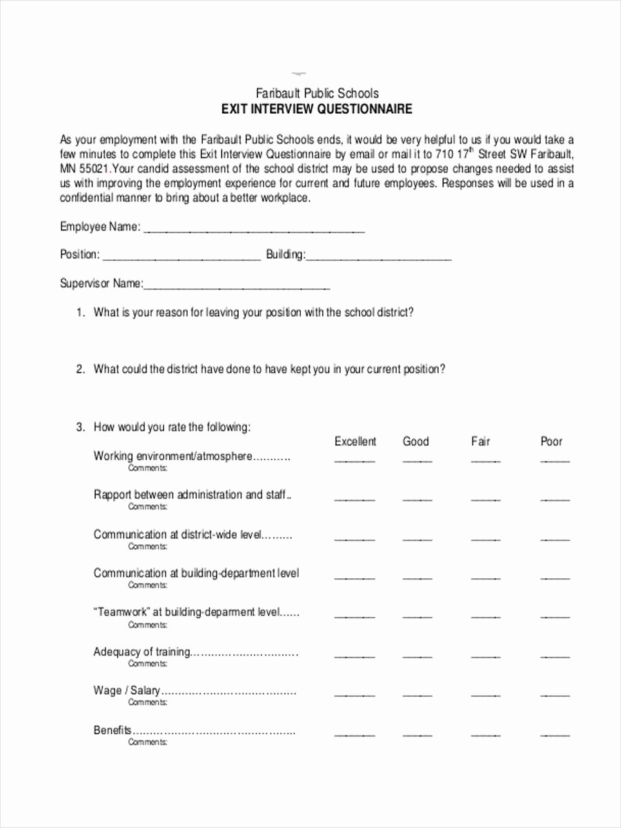 Exit Interview form Pdf Awesome Types Of Exit Interview Documents Free Pdf Doc Excel