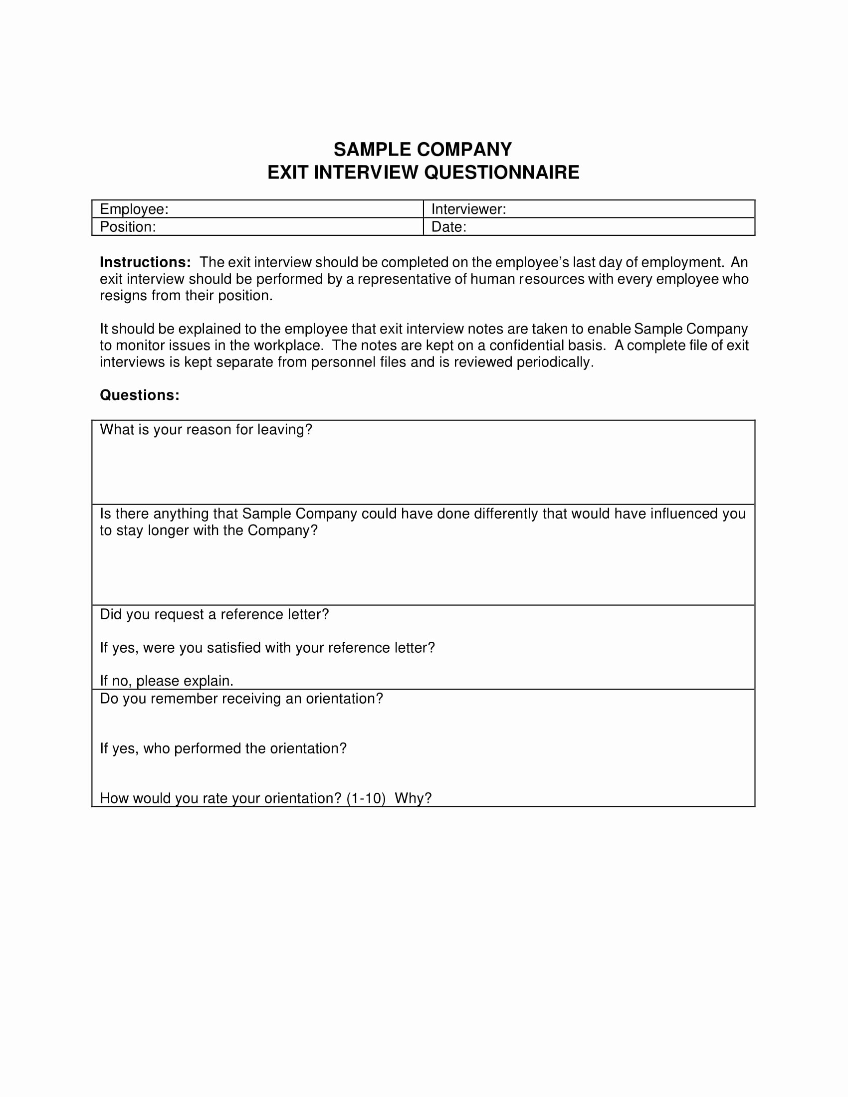 Exit Interview form Pdf Beautiful 9 Exit Interview form Examples Pdf