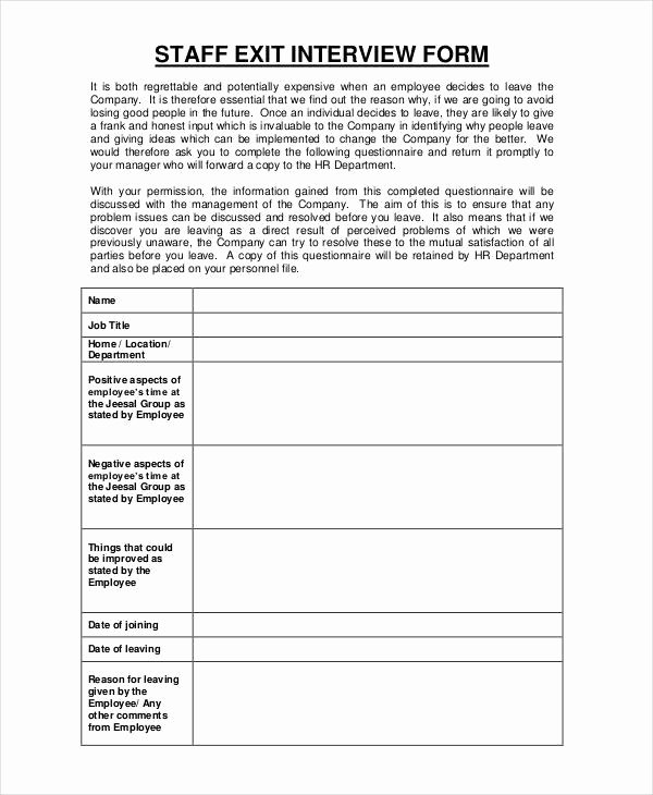 Exit Interview form Pdf Beautiful Exit Interview form 9 Free Pdf Word Documents Download
