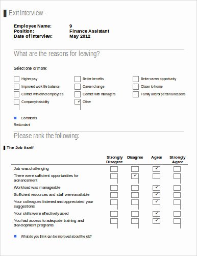 Exit Interview form Pdf Best Of 9 Sample Employee Exit forms