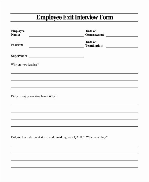 Exit Interview form Pdf Fresh 10 Sample Exit Interview forms
