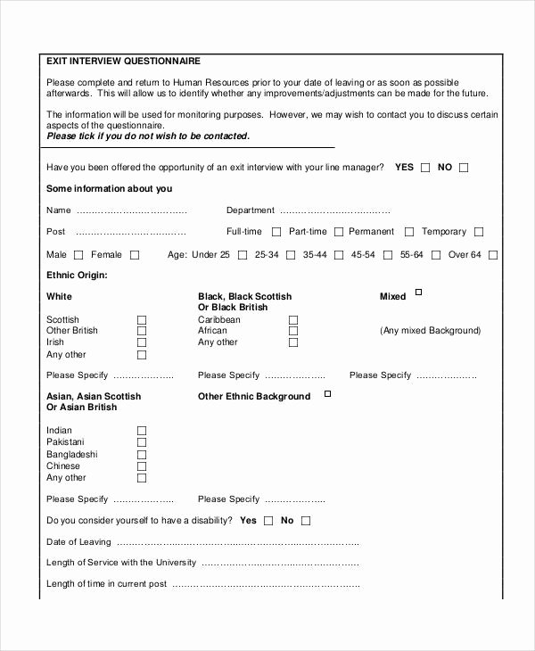 Exit Interview form Pdf Lovely Exit Interview form 9 Free Pdf Word Documents Download