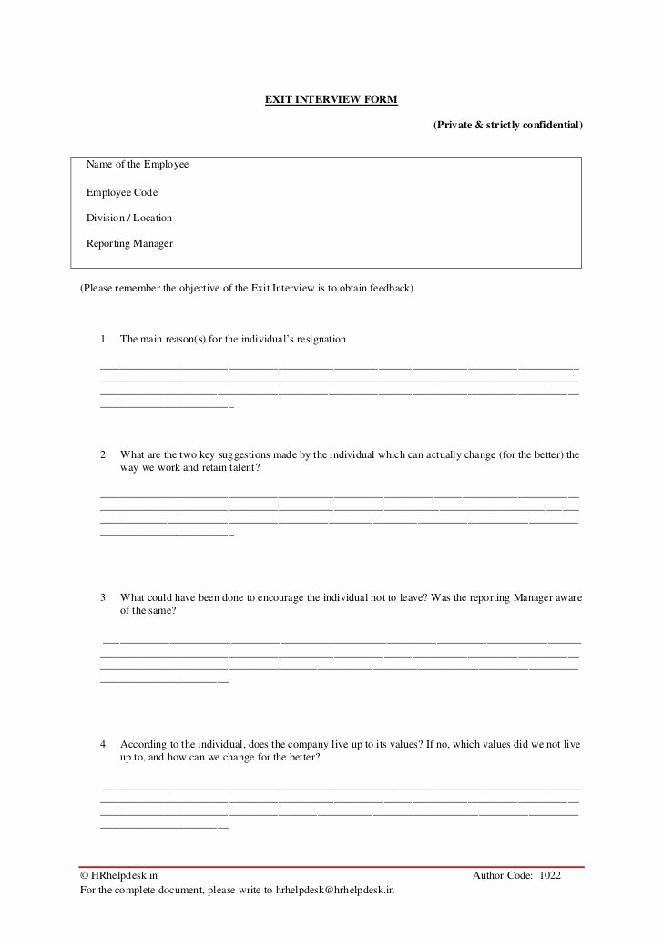 Exit Interview form Pdf Luxury Exit Interview Template