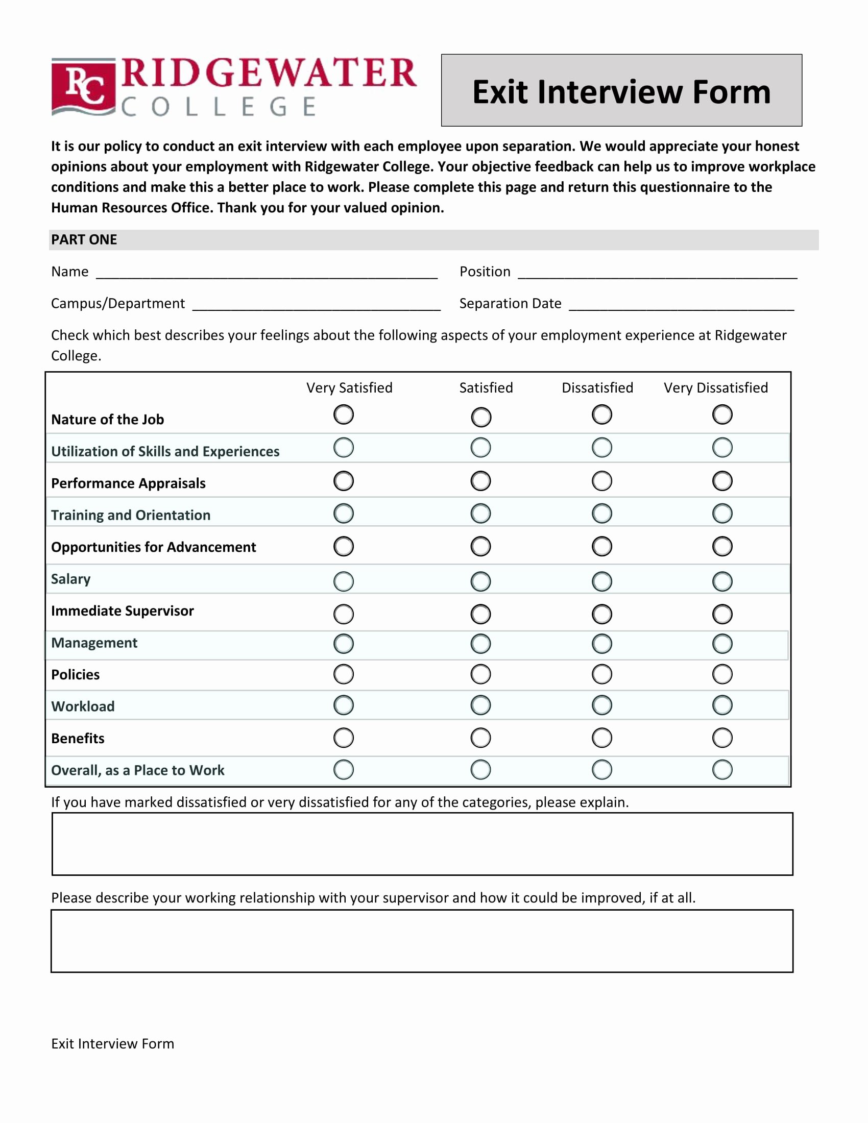 Exit Interview form Pdf New 4 Exit Interview forms Free Pdf format