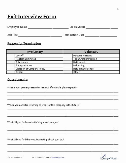 Exit Interview form Pdf New Exit Interview form