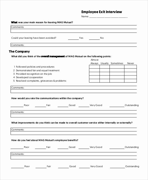 Exit Interview form Pdf Unique 10 Sample Exit Interview forms