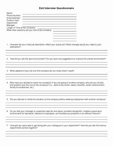 Exit Interview Questions and Answers Pdf Beautiful 30 Questionnaire Templates and Designs In Microsoft Word