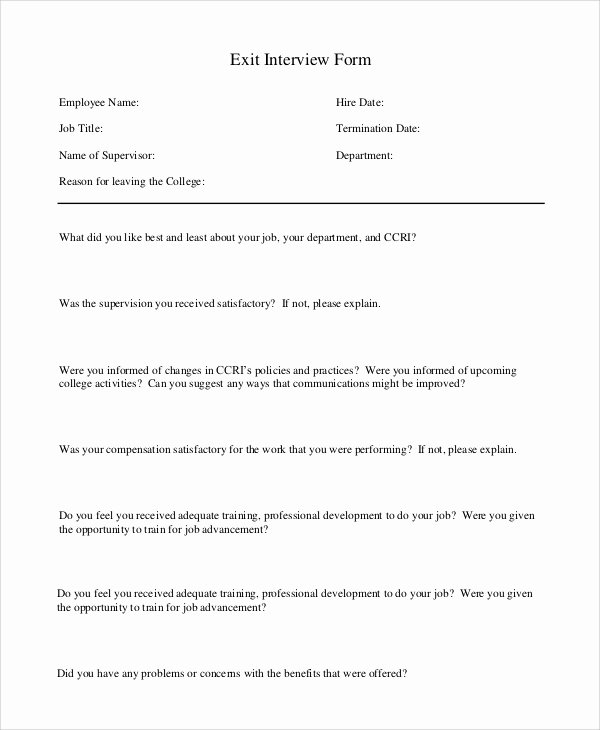 Exit Interview Questions and Answers Pdf Best Of 10 Sample Exit Interview forms