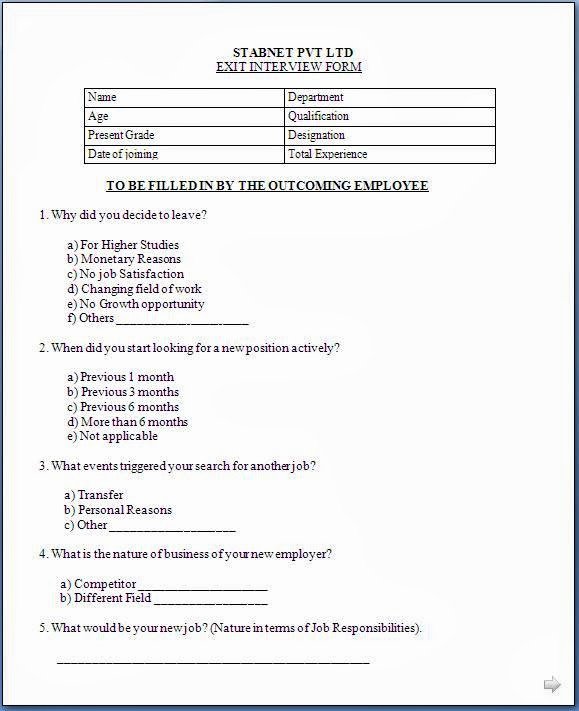 Exit Interview Questions and Answers Pdf Elegant Exit Interview form format