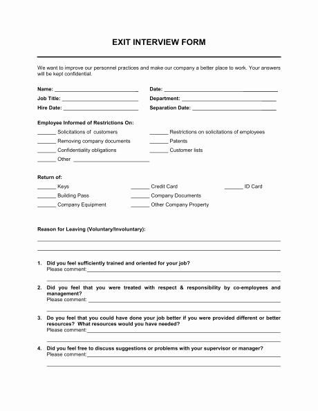 Exit Interview Questions and Answers Pdf Lovely Exit Interview Template