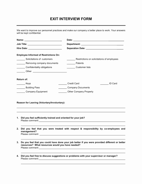 Exit Interview Questions and Answers Pdf Lovely Exit Interview Template