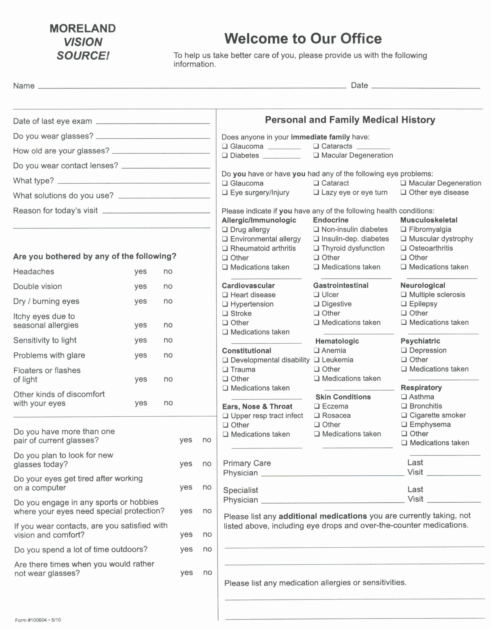 Eye Exam forms Template Unique Eye Examination form Pdf