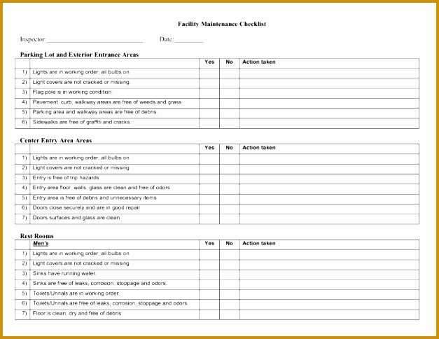 Facility Maintenance Checklist Template Beautiful 6 Building Maintenance Checklist Template