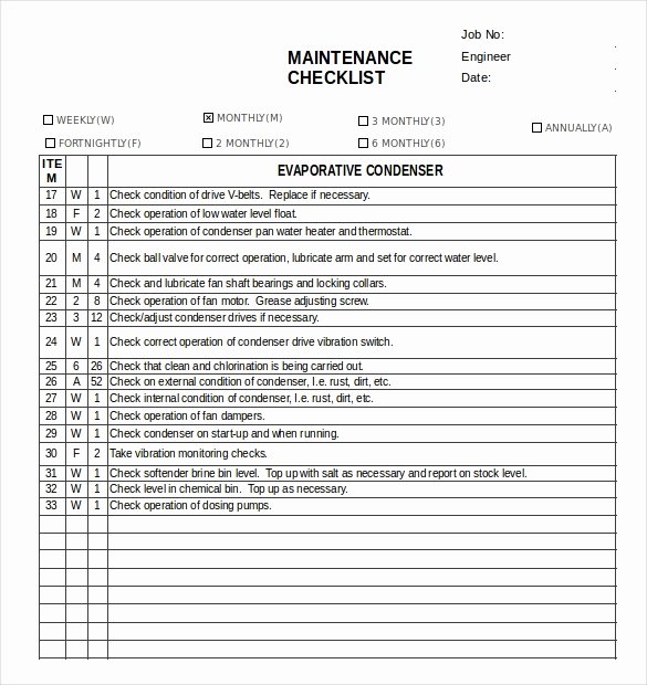 Facility Maintenance Checklist Template Beautiful Preventative Maintenance Checklist for Apartments
