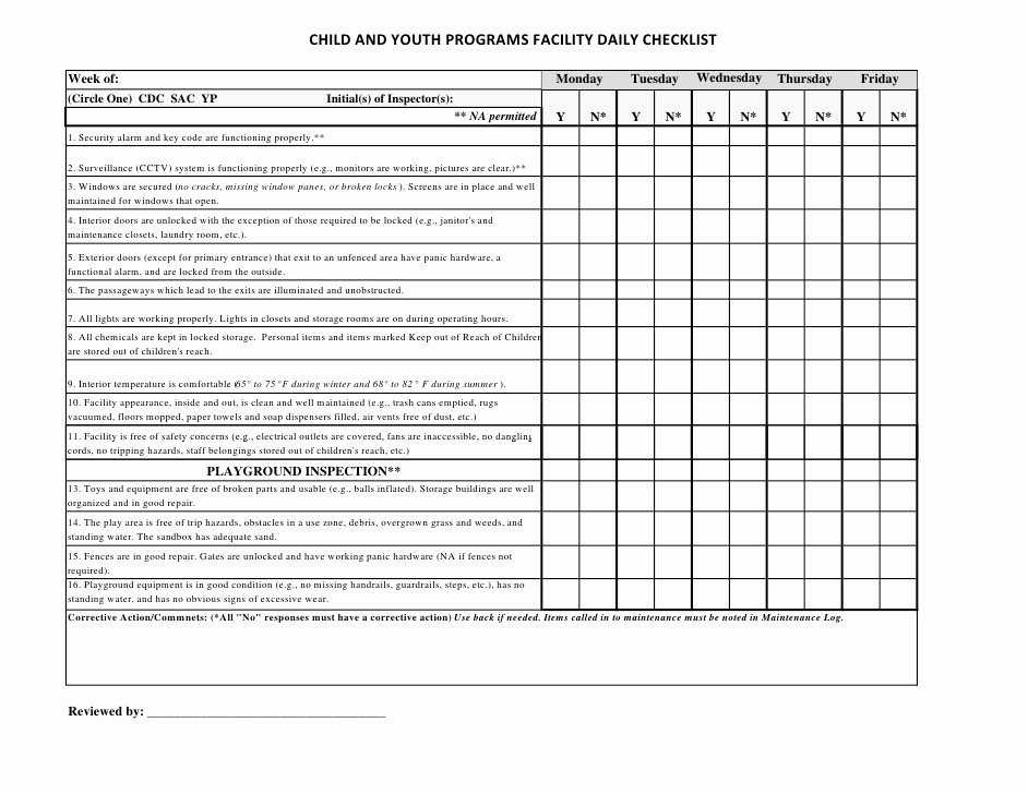 Facility Maintenance Checklist Template Fresh Emergency Generator Test Log Sheets Free the