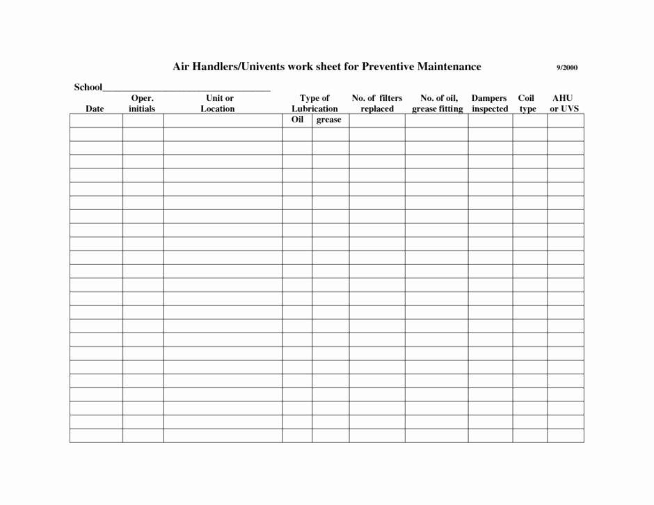 Facility Maintenance Schedule Excel Template Inspirational 7 Facility Maintenance Checklist Templates Excel Templates