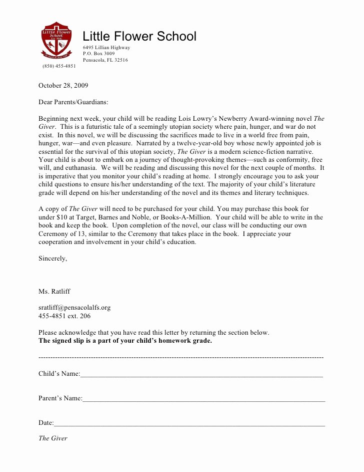 Failed Background Check Letter Lovely 2009 the Giver Parent Letter