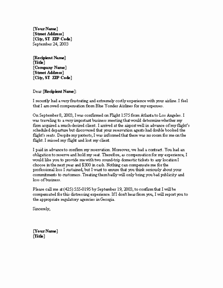 Failed Background Check Letter Template New Plaint Letter About Overbooked Flight