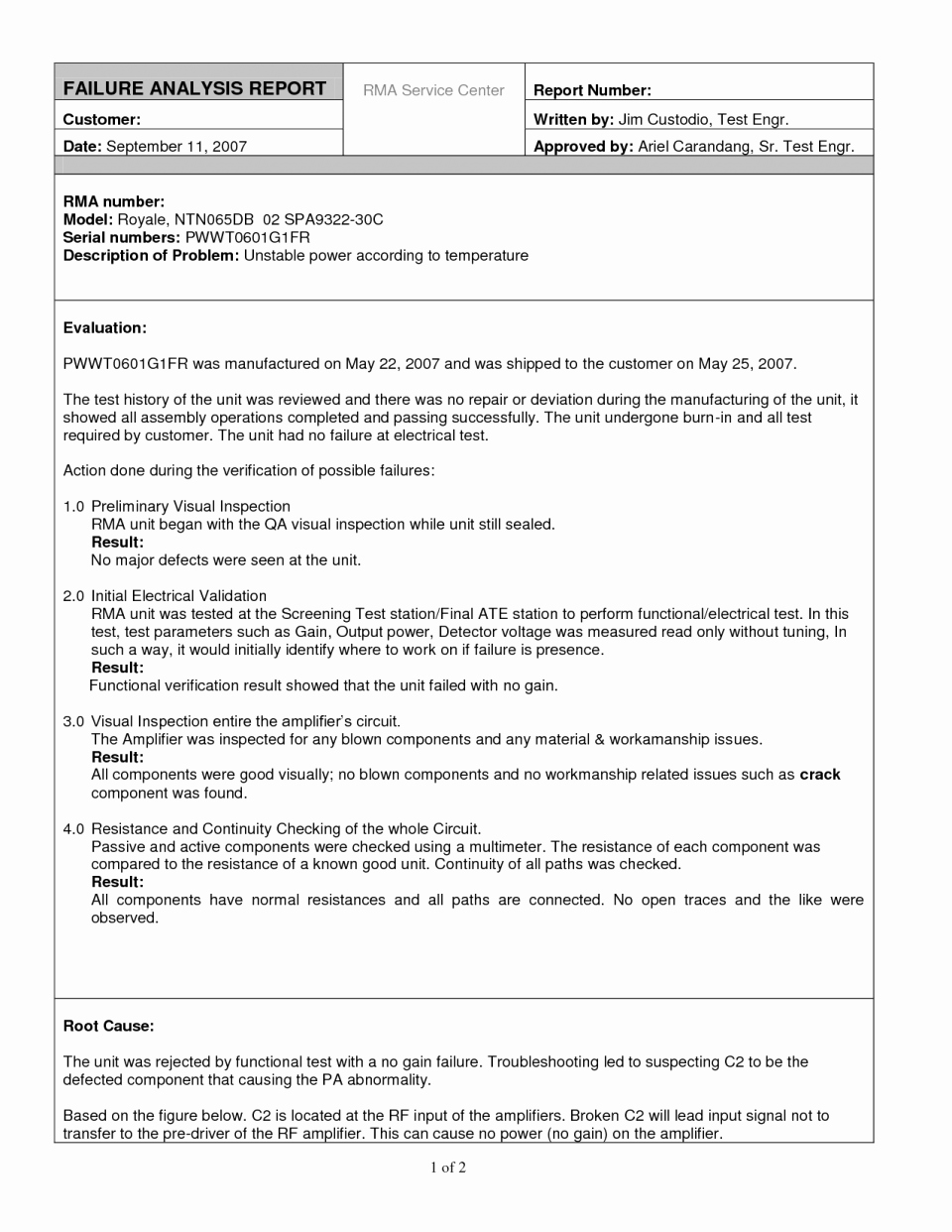 Failure Analysis Report Template Doc Elegant Failure Report Template Financial and Engineering Analysis