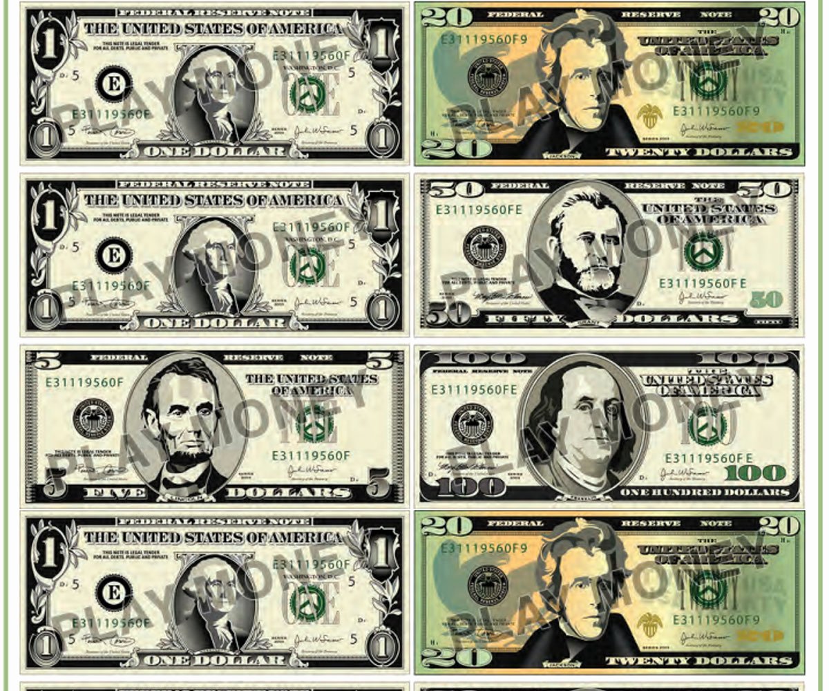 Fake 1000 Dollar Bill Printable Beautiful Free Printable Play Money Familyeducation
